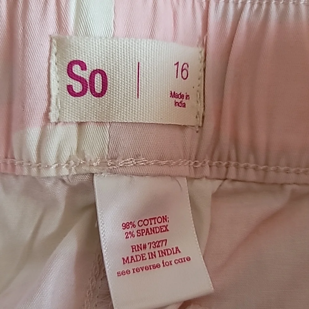 Girl's Belted Pink and White Camo Cargo Pants, Size, 16 - Picture 3 of 4